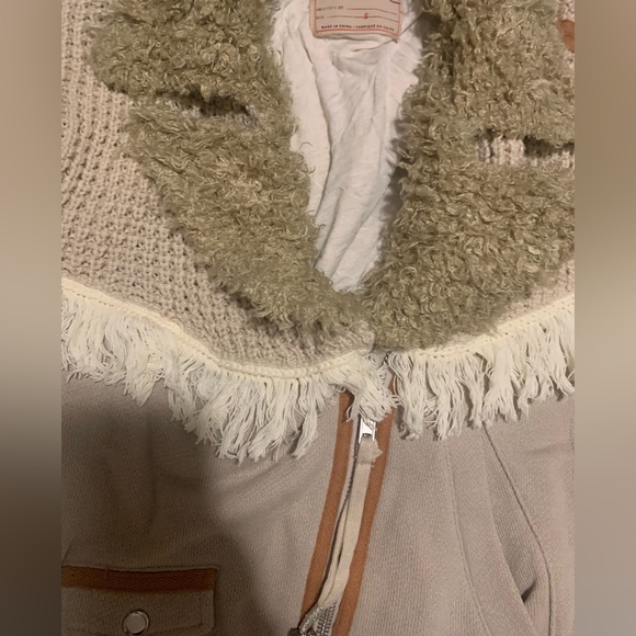 Free People Cozy Knit Mix Moto Jacket Winter White Sz S NWT - Picture 13 of 14